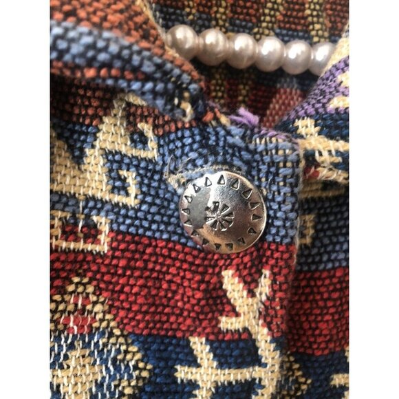 Vintage More by Lata Women Size Large Aztec Southwestern Woven Tapestry Jacket - Picture 5 of 5